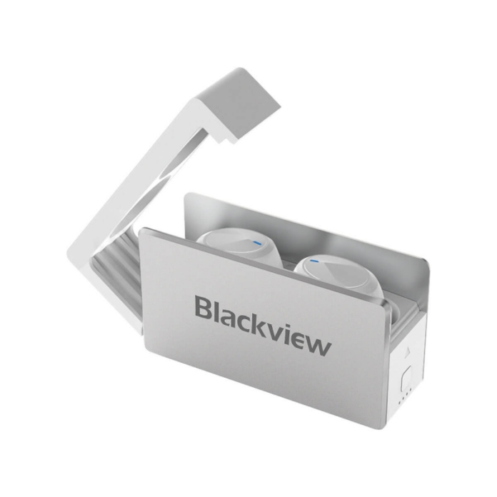 Casti wireless in-ear Blackview AirBuds 2 TWS Alb, Control tactil si vocal, Bluetooth v5.0, Master-Slave Switch, Reducere zgomot