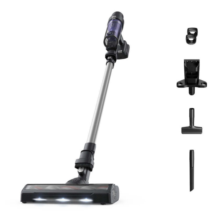 Aspirator vertical Rowenta X-Pert 7.60 RH6A35WO, 140W, recipient de praf 0.44L, autonomie pana la 45 minute, filtrare 99%,  perie cu LED, tehnologie ciclonica, violet & negru