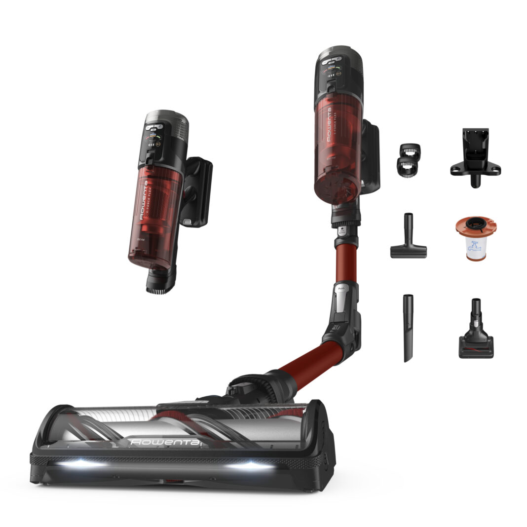 Aspirator vertical Rowenta X-Force Flex 13.60 RH9A73WO, 380 W, 150 air watts, autonomie pana la 45 minute, recipient praf 0.65L, functie boost, perie cu iluminare LED, tub flex, rosu & negru Aspirator vertical Rowenta X-Force Flex 13.60 RH9A73WO, 380 W, 150 air watts, autonomie pana la 45 minute, recipient praf 0.65L, functie boost, perie cu iluminare LED, tub flex, rosu & negru