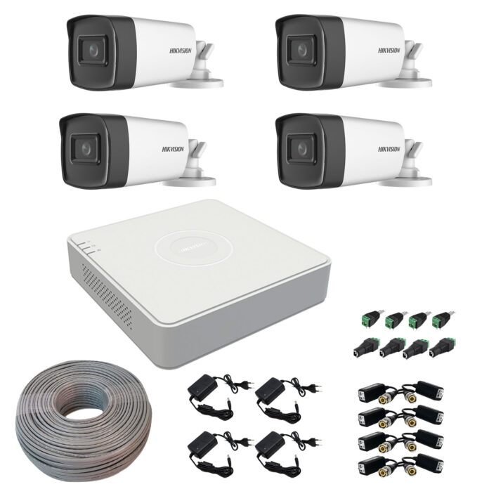 Sistem supraveghere Hikvision 4 camere 5MP Turbo HD IR 80 DVR 4 canale accesorii Sistem supraveghere Hikvision 4 camere 5MP Turbo HD IR 80 DVR 4 canale accesorii