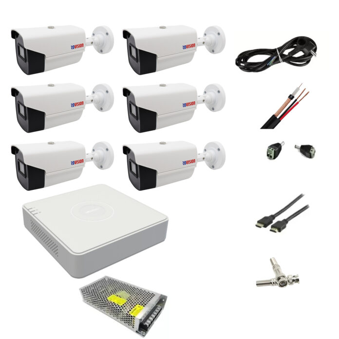 Kit complet 6 camere supraveghere exterior 2MP 40m IR, DVR Hikvision Kit complet 6 camere supraveghere exterior 2MP 40m IR, DVR Hikvision