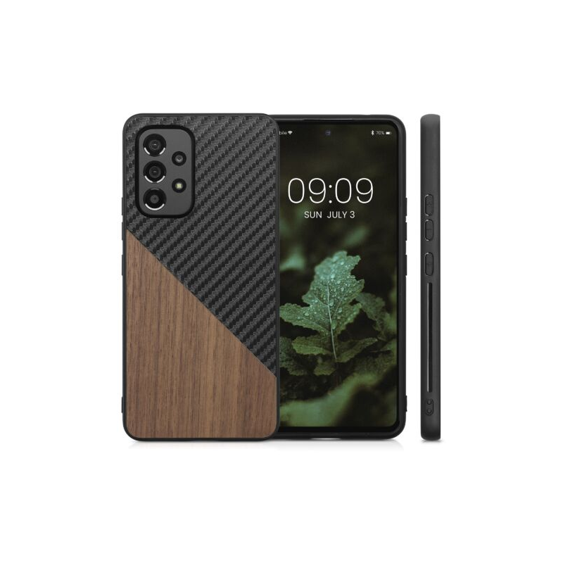 Husa Kwmobile pentru Samsung Galaxy A53 5G, Lemn, Maro/Negru, 58673.01 Husa Kwmobile pentru Samsung Galaxy A53 5G, Lemn, Maro/Negru, 58673.01