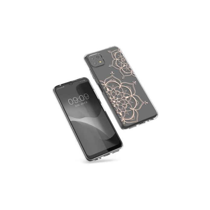 Husa Kwmobile pentru Samsung Galaxy A22 5G, Silicon, Transparent/Rose Gold, 58792.02 Husa Kwmobile pentru Samsung Galaxy A22 5G, Silicon, Transparent/Rose Gold, 58792.02