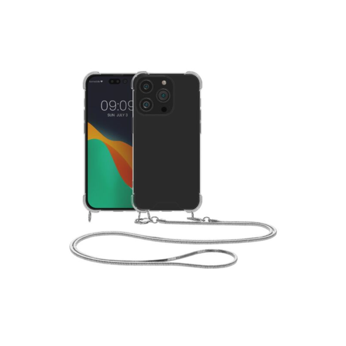 Husa Kwmobile pentru Apple iPhone 14 Pro, Silicon, Transparent/Argintiu, 59104.35 Husa Kwmobile pentru Apple iPhone 14 Pro, Silicon, Transparent/Argintiu, 59104.35
