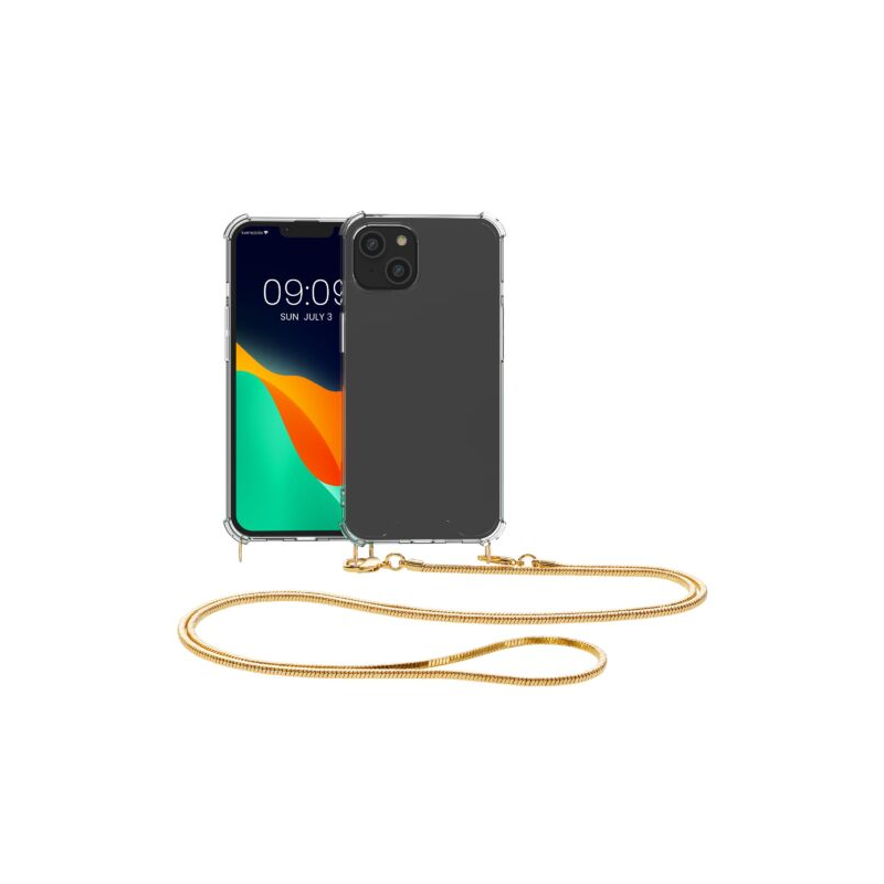 Husa Kwmobile pentru Apple iPhone 14 Plus, Silicon, Transparent/Auriu, 59103.21 Husa Kwmobile pentru Apple iPhone 14 Plus, Silicon, Transparent/Auriu, 59103.21