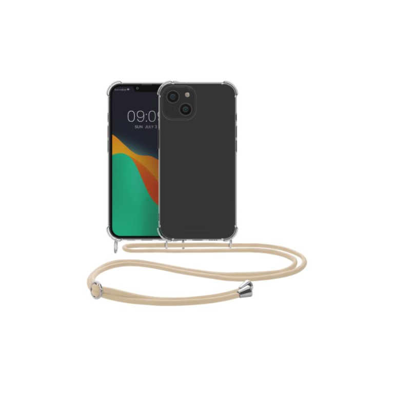 Husa Kwmobile pentru Apple iPhone 14 Plus, Silicon, Transparent/Auriu, 59109.21