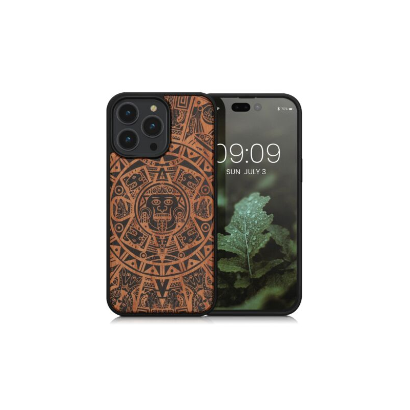 Husa Kwmobile pentru Apple iPhone 14 Pro Max, Lemn, Maro/Negru, 59127.02 Husa Kwmobile pentru Apple iPhone 14 Pro Max, Lemn, Maro/Negru, 59127.02
