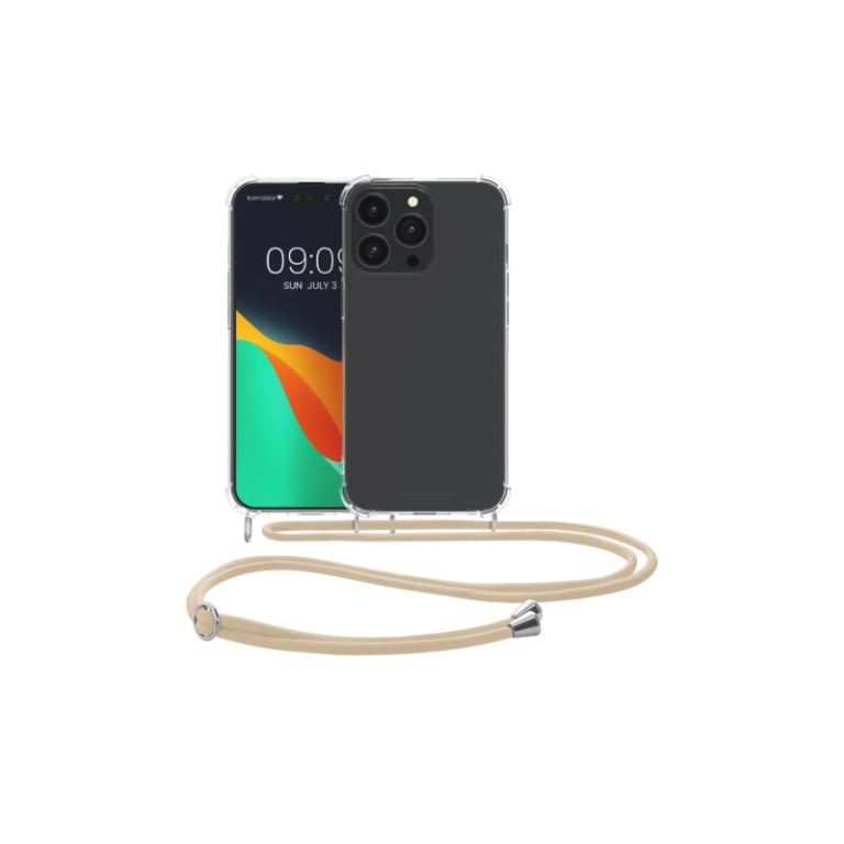 Husa Kwmobile pentru Apple iPhone 14 Pro Max, Silicon, Transparent/Auriu, 59111.21