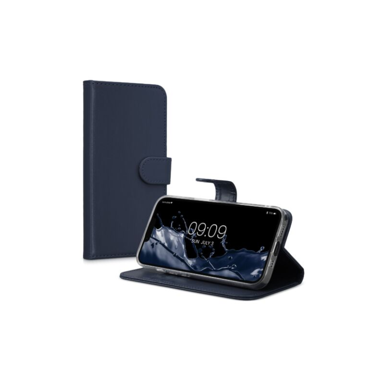 Husa Kwmobile pentru Apple iPhone 14, Piele ecologica, Albastru, 59212.17