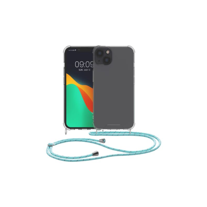 Husa Kwmobile pentru Apple iPhone 13, Silicon, Transparent/Verde, 55949.23