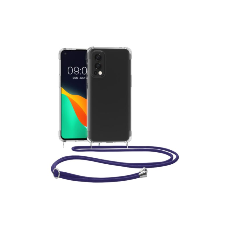 Husa Kwmobile pentru OnePlus Nord 2 5G, Silicon, Transparent/Albastru, 56033.04