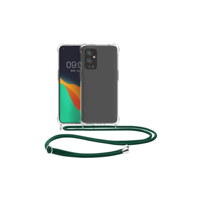 Husa Kwmobile pentru OnePlus 9 Pro, Silicon, Transparent/Verde, 54437.80