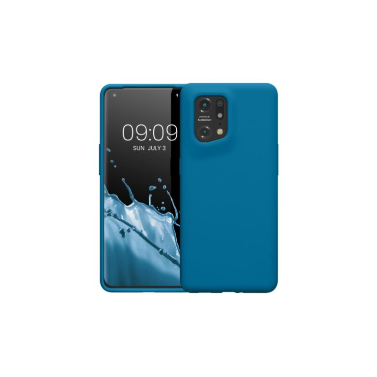Husa Kwmobile pentru OPPO Find X5, Silicon, Albastru, 57629.224