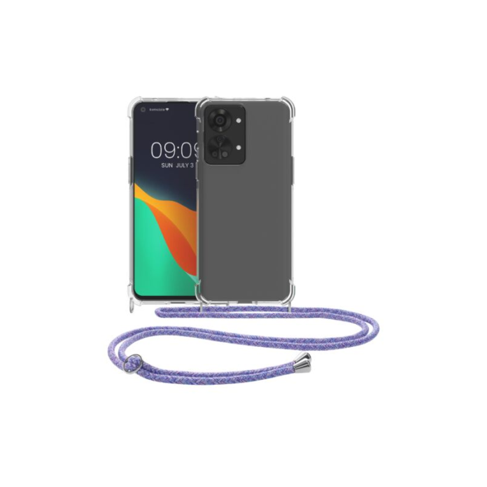 Husa Kwmobile pentru OnePlus Nord 2T, Silicon, Transparent/Mov, 58765.108