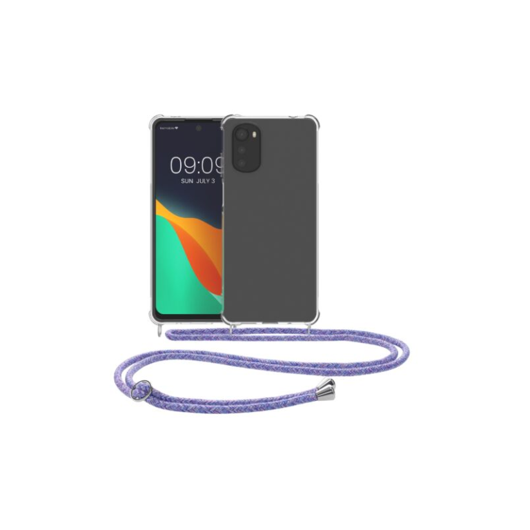 Husa Kwmobile pentru Motorola Moto E32/Moto E32s, Silicon, Transparent/Mov, 58666.108