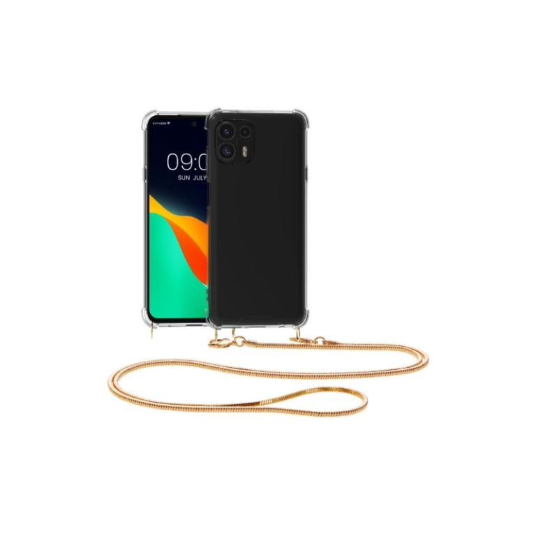Husa Kwmobile pentru Motorola Edge 20 Lite, Silicon, Transparent/Auriu, 59573.21