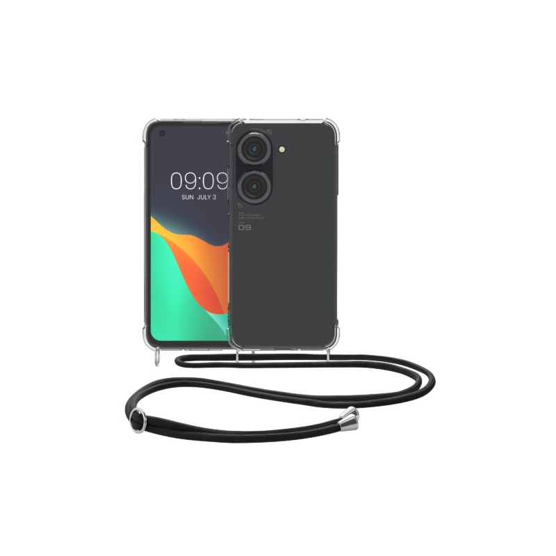 Husa Kwmobile pentru Asus Zenfone 9, Silicon, Transparent/Negru, 59637.01 Husa Kwmobile pentru Asus Zenfone 9, Silicon, Transparent/Negru, 59637.01