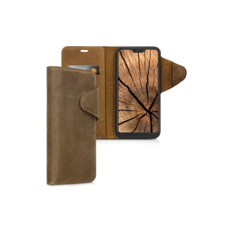 Husa pentru Xiaomi Mi A2 Lite/Redmi 6 Pro, Piele naturala, Maro, 46170.05