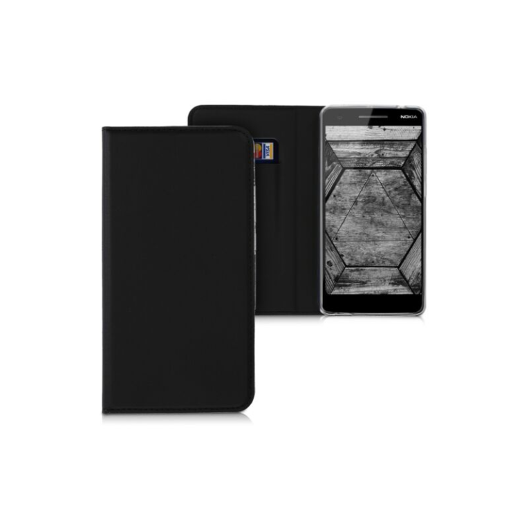 Husa pentru Nokia 2.1 (2018), Piele ecologica, Negru, 45387.01