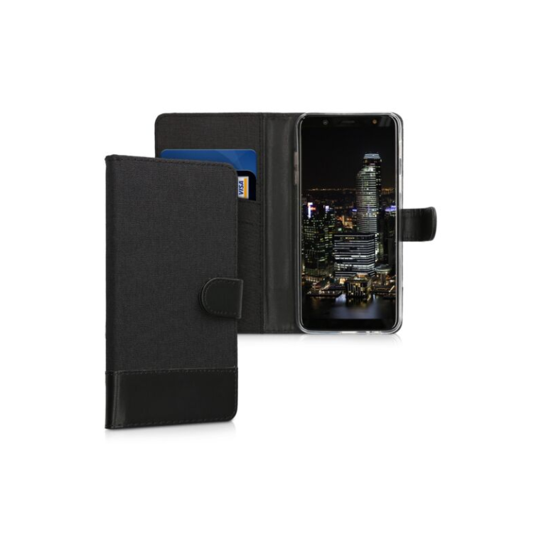 Husa pentru Samsung Galaxy A6 Plus, Textil, Negru, 45258.73