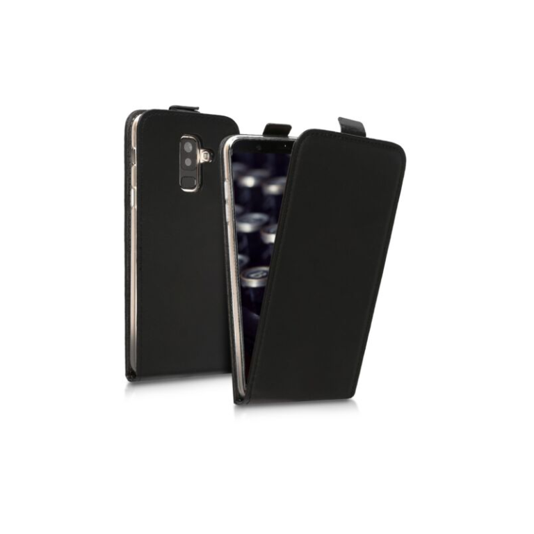 Husa pentru Samsung Galaxy A6 Plus, Piele ecologica, Negru, 45882.01