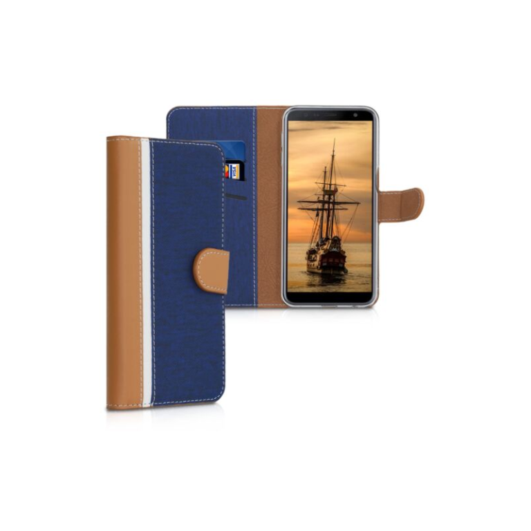 Husa pentru Samsung Galaxy J6 Plus, Piele ecologica, Albastru, 48267.01