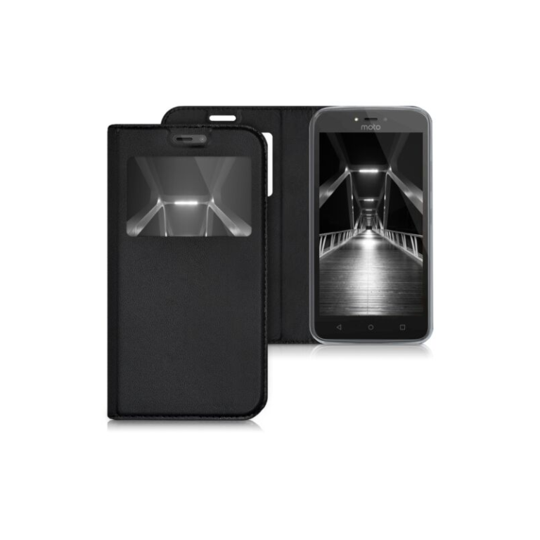 Husa pentru Motorola Moto C Plus, Piele ecologica, Negru, 42013.01