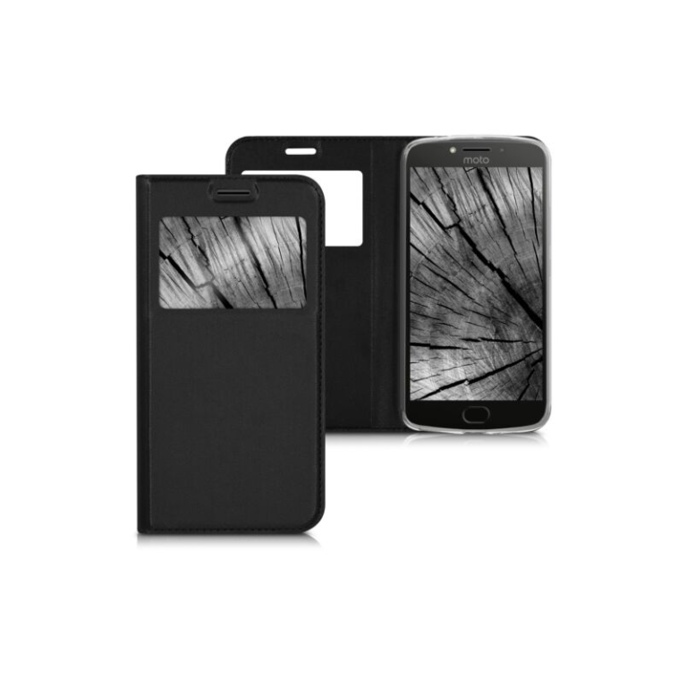 Husa pentru Motorola Moto E4 Plus, Piele ecologica, Negru, 42353.01