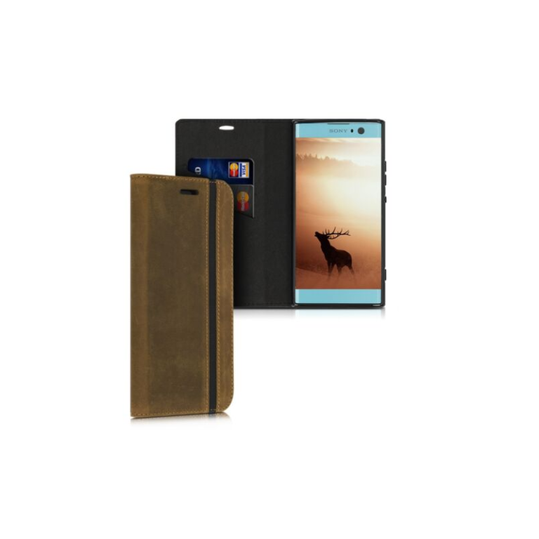 Husa pentru Sony Xperia XA2, Piele naturala, Maro, 48729.05