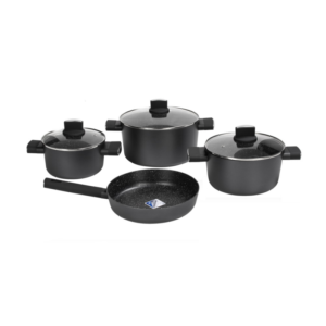 Set de oale Zilan ZLN0959, 7 piese, Invelis din marmura, Manere fine la atingere, Negru Set de oale Zilan ZLN0959, 7 piese, Invelis din marmura, Manere fine la atingere, Negru