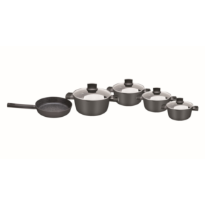 Set de oale Zilan ZLN0942, 9 piese, Invelis din marmura, Manere fine la atingere, Negru Set de oale Zilan ZLN0942, 9 piese, Invelis din marmura, Manere fine la atingere, Negru