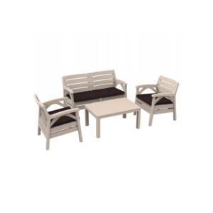 Set mobilier pentru gradina MCT Garden compus din 2 scaune, 1 masa si 1 canapea, Cappuccino Set mobilier pentru gradina MCT Garden compus din 2 scaune, 1 masa si 1 canapea, Cappuccino