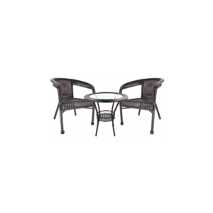 Set mobilier pentru gradina MCT Garden compus din 2 scaune, 1 masa, Poliratan, maro Set mobilier pentru gradina MCT Garden compus din 2 scaune, 1 masa, Poliratan, maro