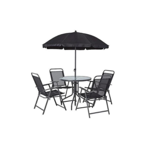 Set mobilier gradina format din 1 masa, 4 scaune si 1 umbrela, Gri, 75x50x90 cm, MCT Garden-17225 Set mobilier gradina format din 1 masa, 4 scaune si 1 umbrela, Gri, 75x50x90 cm, MCT Garden-17225