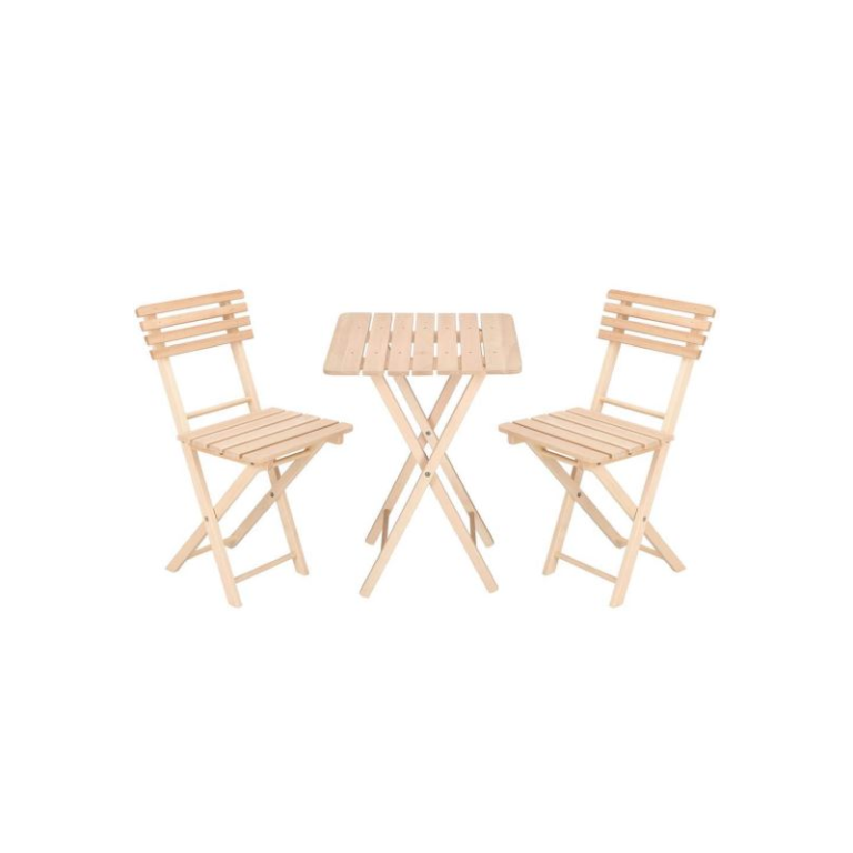 Set mobilier gradina, terasa, balcon, pliabil, lemn, 1 masa, 2 scaune, Springos