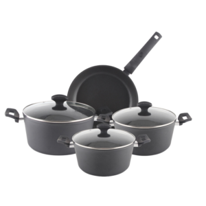Set oale aluminiu 7 piese Zilan ZLN-3277, Strat interior neaderent, Manere ebonita, Capace sticla termorezistenta Set oale aluminiu 7 piese Zilan ZLN-3277, Strat interior neaderent, Manere ebonita, Capace sticla termorezistenta