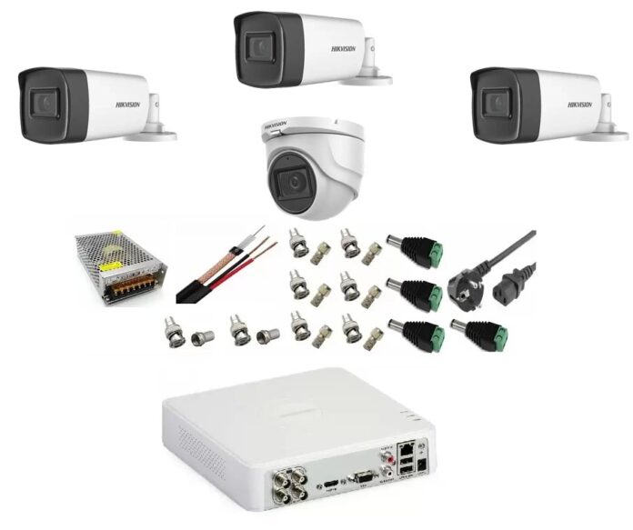 Sistem supraveghere video profesional Hikvision 4 camere 5MP 3 exterior Turbo HD IR 40M 1 interior IR 20m DVR TurboHD 4 canale cu full accesorii Sistem supraveghere video profesional Hikvision 4 camere 5MP 3 exterior Turbo HD IR 40M 1 interior IR 20m DVR TurboHD 4 canale cu full accesorii