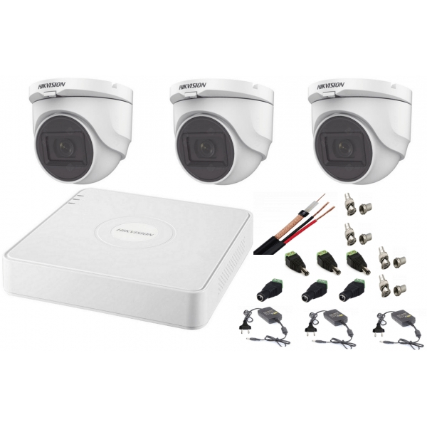Sistem supraveghere interior audio-video Hikvision 3 camere Turbo HD 2MP DVR 4 canale Sistem supraveghere interior audio-video Hikvision 3 camere Turbo HD 2MP DVR 4 canale