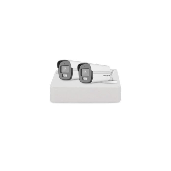 Sistem supraveghere exterior basic HikVision, 2 camere, 2 MP, 2.8 mm, IR/lumina alba 40 m, microfon Sistem supraveghere exterior basic HikVision, 2 camere, 2 MP, 2.8 mm, IR/lumina alba 40 m, microfon
