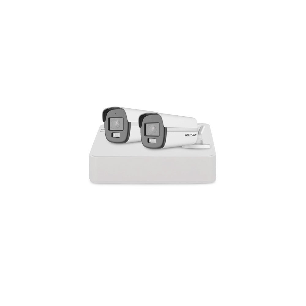Sistem supraveghere exterior basic HikVision, 2 camere, 2 MP, 2.8 mm, IR/lumina alba 40 m, microfon Sistem supraveghere exterior basic HikVision, 2 camere, 2 MP, 2.8 mm, IR/lumina alba 40 m, microfon