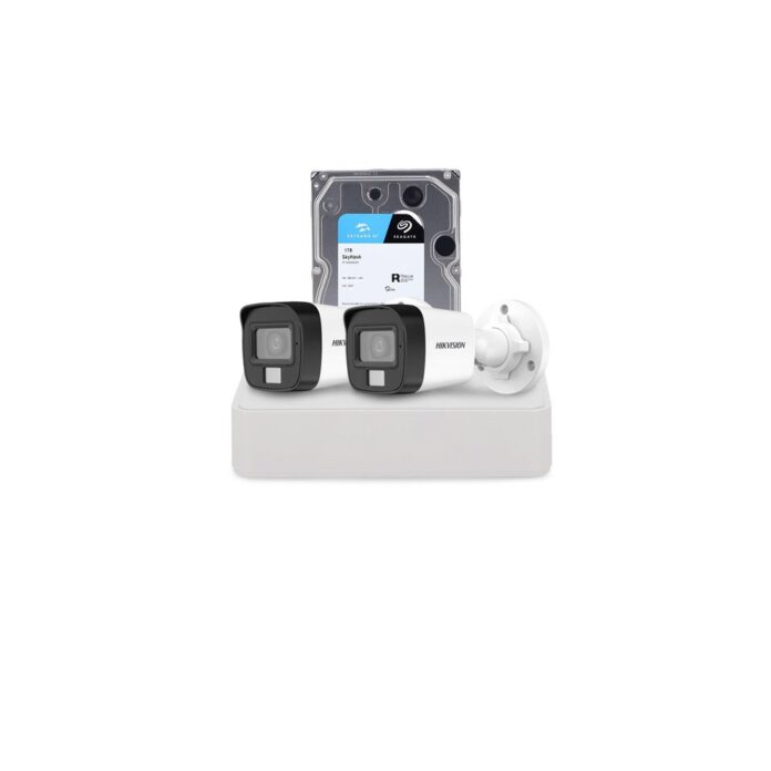 Sistem supraveghere exterior cu HDD 1 TB HikVision, 2 camere, 2 MP, IR 25 m, lumina alba 20 m, 2.8 mm, microfon Sistem supraveghere exterior cu HDD 1 TB HikVision, 2 camere, 2 MP, IR 25 m, lumina alba 20 m, 2.8 mm, microfon