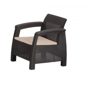 Fotoliu de gradina cu perna, Keter Aruba, imitatie rattan, 65x70x80 cm, maro Fotoliu de gradina cu perna, Keter Aruba, imitatie rattan, 65x70x80 cm, maro