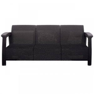 Canapea cu 3 locuri, Keter Aruba, imitatie rattan, 175x70x80 cm, 3 x perne, Maro Canapea cu 3 locuri, Keter Aruba, imitatie rattan, 175x70x80 cm, 3 x perne, Maro