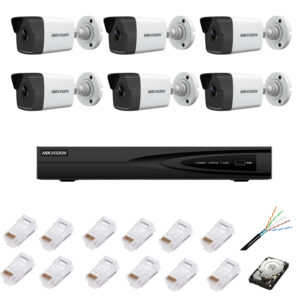 Sistem de supraveghere complet cu 6 camere IP, 4MP, lentilă 2.8mm, IR 30m, NVR cu 8 canale IP cu rezoluție 4k, accesorii Sistem de supraveghere complet cu 6 camere IP, 4MP, lentilă 2.8mm, IR 30m, NVR cu 8 canale IP cu rezoluție 4k, accesorii