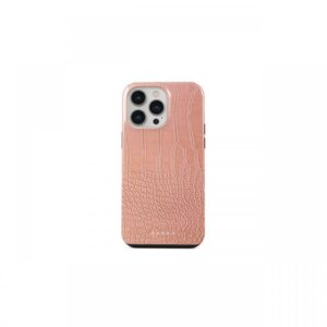 Husa iPhone 14 Pro Burga Dual Layer Pink Croco Husa iPhone 14 Pro Burga Dual Layer Pink Croco