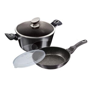 Set oala cu capac si tigaie marmorata, 4 piese Carbon Pro Berlinger Haus BH 7106 Set oala cu capac si tigaie marmorata, 4 piese Carbon Pro Berlinger Haus BH 7106
