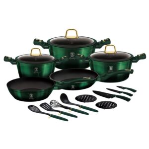 Set oale marmorate cu capace 17 piese Emerald Collection Berlinger Haus BH 7043 Set oale marmorate cu capace 17 piese Emerald Collection Berlinger Haus BH 7043