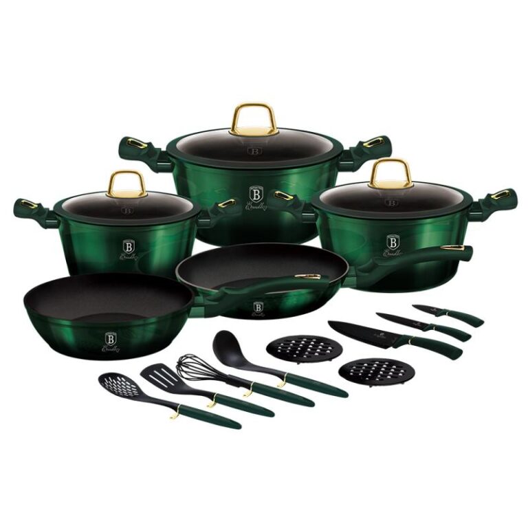 Set oale marmorate cu capace 17 piese Emerald Collection Berlinger Haus BH 7043