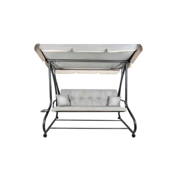 Balansoar gradina, cu plasa tantari, perne, gri, 180x110x168 cm, MCT 27216