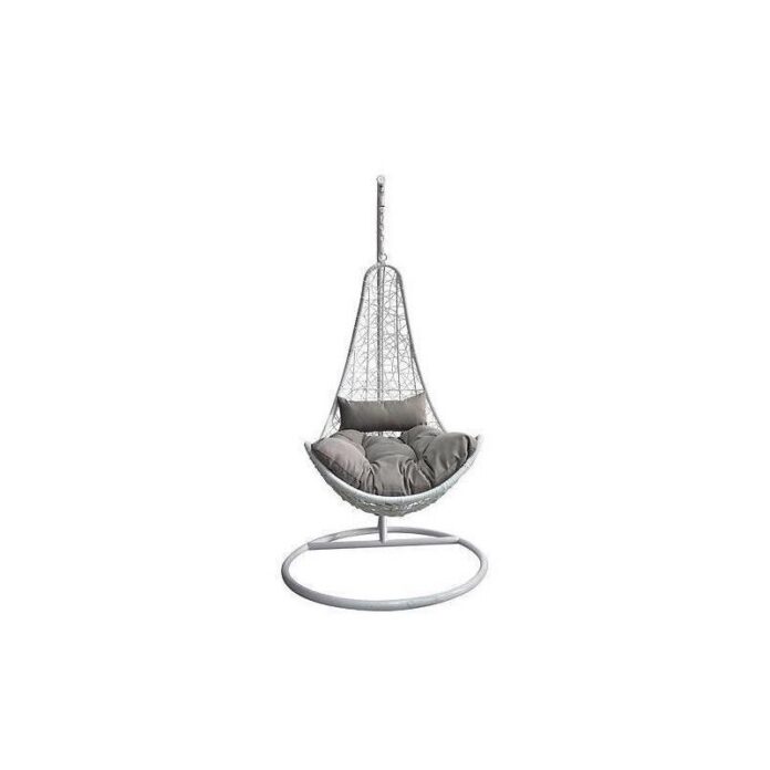 Scaun leagan suspendat, ratan sintetic, alb/gri, max. 150 kg, Jawa